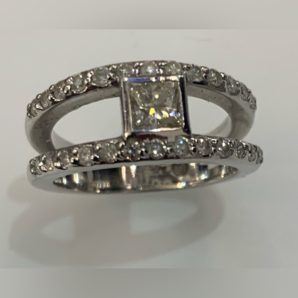 Real Princess Cut Diamond Real white 14k gold Ring Size 6
